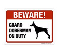 Metal Road Sign Beware Guard Doberman On Duty Sign Warning Sign 12" X 8"