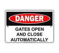 Metal Road Sign Danger Gates Open And Close Automatically Caution Warning Alert Notice Tin Metal Sign Plate Warning Sign 12" X 8"