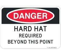 Metal Road Sign -Danger Hard Hat Required Tin Sign Compliant Bright Red And Black. Easily Installs On Walls, Posts, Fences, And Buildings. Easy To Read. Meets Safety Regulations Warning Sign 12" X 8"