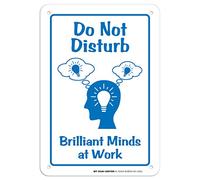 Metal Road Sign Do Not Disturb Brilliant Minds At Work Sign Warning Sign 12" X 8"