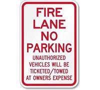 Metal Road Sign Fire Lane No Parking, Unauthorized Vehicles Will Be Ticketedtowed At Owners Sign Warning Sign 12" X 8"