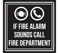 Metal Road Sign If Fire Alarm Sounds Call Fire Department Blk & Square Sign Personalizeds for Outdoors Square/Round Metal Sign 12x12 inch