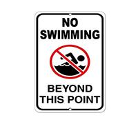 Metal Road Sign No Swimming Beyond This Point Security Wall Decor Retro Tin Sign Aluminum For Wall Decor 11.8X7.8 Inch