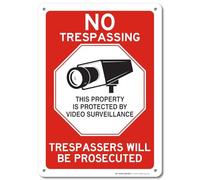 Metal Road Sign No Trespassing This Property Is Protected By Video Surveillance Trespassers Will Be Prosecuted Sign 12 X 8 Inch Outdoor Signage