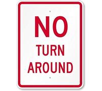 Metal Road Sign No Turn Around, Engineer Grade Reflective Tin Sign Warning Sign 12" X 8"