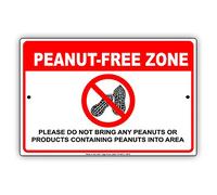 Metal Road Sign Peanut Free Zone Do Not Bring Any Nuts Or Products In This Area Warning Notice Restaurant Tin Sign Warning Sign 12" X 8"