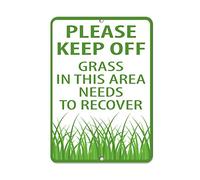 Metal Road Sign Please Keep Off Grass In This Area Needs To Recover Wall Decor Retro Tin Sign Aluminum For Wall Decor 11.8X7.8 Inch