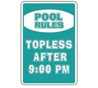 Metal Road Sign Pool Rules Topless After Wall Decor Retro Tin Sign Aluminum For Wall Decor 11.8X7.8 Inch