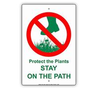 Metal Road Sign Protect The Plants Stay On The Path With Graphic Environmental Alert Caution Warning Tin Metal Tin Sign Plate Warning Sign 12" X 8"