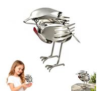Metal Robin Figurine Garden Ornament Hope Wings Rustic Red Chest Robin Figurine Decor Gift for Bird Lovers Birthday Unique Handcrafted Fork and Spoon Metal Art Bird Ornaments for Home Garden Yard