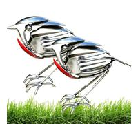 Metal Robin Garden Ornament, Handmade Metal Robin Bird Scrap Metals Art Sculpture, Scrap Metals Bird Sculpture, Rustic Red Robin Figurine for Home, Garden Decor, Unique Gift for Bird Lover (2pcs)