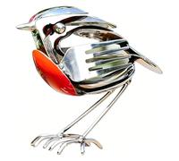 Metal Robin Garden Ornament, Recycled Scrap Metal Robin Figurine, Handcrafted Bird Garden Sculpture, Rustic Red Chest Bird Statue for Gardens, Patio, Home or Office Desk, Gifts for Bird Lovers