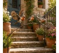 Metal Robin Garden Stake, Rustic Robin Garden Ornaments Outdoor with Artistic Dandelion, Decorative Bird Sculpture for Patio Flower Beds & Walkway, Robin Memorial Garden Ornament Gift，1PC