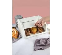 Metal Roll Top Bread Container Storage Box for Kitchen Countertop Living and Home White One Size