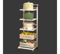 Metal Rolling Cart Storage - Black Kitchen Trolley with Wheels Foldable Shelving Unit for Outdoor Use Includes 5 Boards & 2 Baskets for Pantry nization