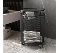Metal Rolling Laundry Basket with Wheels, Portable Dirty Clothes Hamper for Bedroom Bathroom Storage