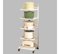 Metal Rolling Storage Cart - 5-Tier Kitchen nizer White - Heavy-Duty Shelving Unit for Pots Pans & Pantry - Versatile Cabinet Rack for Home & Office