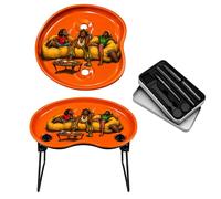 Metal Rolling Tray Cone Loader Portable Smoking Accessories Cones Rolling Tray with Tin of Tools Included. Folding Rolling Tray Design (Rasta Man)