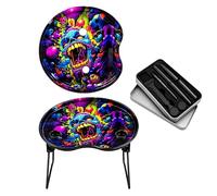 Metal Rolling Tray Cone Loader Portable Smoking Accessories Cones Rolling Tray with Tin of Tools Included. Folding Rolling Tray Design (Printed Skull)
