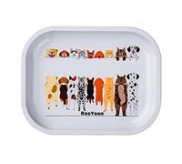 Metal Rolling Tray Small Size-7" 5.5" Cute Cartoon Dog Cigarette Rolling Tray Set for Women and Man(White)