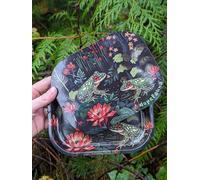 Metal Rolling Tray with Magnetic Lid - 14cm x 18cm - Frog & Lily Pad Nature - Gift Cute Halloween Christmas