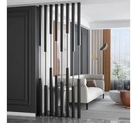 Metal Room Divider Partition Wall, 8pcs Floor to Ceiling Slats, Tall Divider Screens for Space Separation, Adjustable Room Divider Pole Post