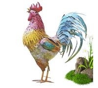 Metal Rooster Sculpture - Standing Rooster Ornament | Cockerel Outdoor Decoration | Chicken Outdoor Statue | Standing Animal Ornament For Backyard | Handmade Iron Cockerel Sculpture Decorations
