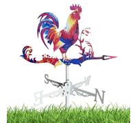Metal Rooster Weathervane, 25 * 14 Inch Colorful Rooster Wind Direction Display, Animals Weathervane Wind Spinner, Roosters Shape Decorations, Weather Vane for the Garden, Roof, Patio, Farmhouse