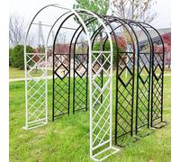 Metal Rose Arch Trellis for Climbing Plants - Garden Arbor 140-380cm Adjustable Height Brown Perfect for Roses & Vines Sturdy Outdoor Decoration W140 x H230cm