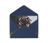 Metal Rose Luxury Pearl Paper Greeting Card With Gold Border, Blank Inside, With Envelope - Birthday, Wedding, Christmas, Valentine
