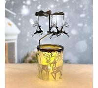 Metal Rotating Candle Holders Spinning Tealight Holders Carousel Silver Fairy with Silver Plated Christmas Decoration for Home Spa Gift for Mom Wife Birthday 6 ¼ Inch Tall (Nordic elk))