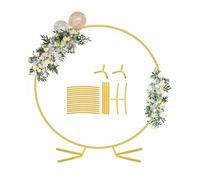 Metal Round Balloon Arch Kit Decoration Golden Circle Background Stand Frame for Wedding Birthday Party Commercial or Graduation Celebration Christmas Supplies Backdrop (6.7FT).