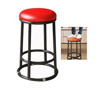 Metal Round Bar Stools - Heavy-Duty Iron Counter Stools 150KG Load Capacity Stylish 3-Layer Design 55cm Height Red Color - Perfect for Kitchen Bar and Cafe