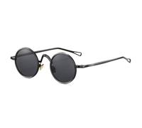 Metal Round Frame Punk Style Sunglasses Men And Women Polarized Outdoor Driving Vacation Sun Glasses(Black)
