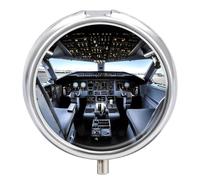 Metal Round Pill Box 3 Compartment, Cute Portable Travel Pill Organizer Small Airplane Cockpit Pill Case for Pocket Purse Pill Container Medicine Organizer Box Daily Vitamin Holder