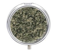 Metal Round Pill Box 3 Compartment, Cute Portable Travel Pill Organizer Small Military Woods Camouflage Pill Case for Pocket Purse Pill Container Medicine Organizer Box Daily Vitamin Holder