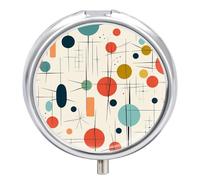 Metal Round Pill Box 3 Compartment, Cute Portable Travel Pill Organizer Small Modern Mid Century Pill Case for Pocket Purse Pill Container Medicine Organizer Box Daily Vitamin Holder