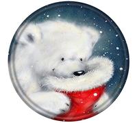 Metal Round Tin Sign Christmas Bear Antique Tin Sign Bar Poster Metal Wall Art Vintage Tin Sign Metal Tin Sign Plaque Suitable for Home Club Garage Kitchen Bar Country Cottage Restaurant 12x12 Inch