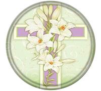 Metal Round Tin Sign Easter Lily Antique Tin Sign Bar Poster Metal Wall Art Vintage Tin Sign Metal Tin Sign Plaque Suitable for Home Club Garage Kitchen Bar Country Cottage Restaurant 12x12 Inch