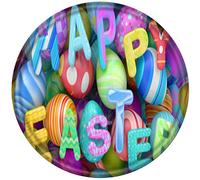 Metal Round Tin Sign Happy Easter Antique Tin Sign Bar Poster Metal Wall Art Vintage Tin Sign Metal Tin Sign Plaque Suitable for Home Club Garage Kitchen Bar Country Cottage Restaurant 12x12 Inch