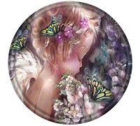 Metal Round Tin Sign Little Angel Picking Flowers Antique Tin Sign Bar Poster Metal Wall Art Vintage Tin Sign Metal Tin Sign Plaque Suitable for Home Club Garage Kitchen Bar Country Cottage12x12Inch