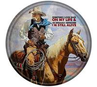 Metal Round Tin Sign Sometimes I look Back On My Life & I'm Seriously Impressed I'm Still Alive Rustic Wall Decor Advertising Plaque Tin Sign Home Decor Gift for Friends Family Women Girl 12x12 Inch