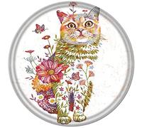 Metal Round Tin Sign Squatting Cat Antique Tin Sign Bar Poster Metal Wall Art Vintage Tin Sign Metal Tin Sign Plaque Suitable for Home Club Garage Kitchen Bar Country Cottage Restaurant 12x12 Inch