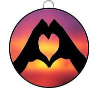 Metal Round tin Sign The People Show The Love by Hands at Sunset Tin Sign Couple Home Friend Family Lovers Gift Funny Metal Signs Bedroom Novelty Retro Parlor Courtyard Wall Decor 6x6 Inch