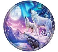 Metal Round Tin Sign Wolf Howling Moon Antique Tin Sign Bar Poster Metal Wall Art Vintage Tin Sign Metal Tin Sign Plaque Suitable For Home Club Garage Kitchen Bar Country Cottage Restaurant 12x12 Inch