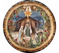 Metal Round Tin Signs Nativity Sign Holiday Sign. Christmas Sign Wreath Wreath Center Antique Tin Sign Metal Sign Halloween Decor Christmas Decor Stranger Things Posters Wall Decor 12x12 Inch