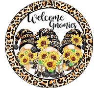 Metal Round Tin Signs Welcome Fall Gnome Leopard Wreath Fall Sign Autumn Decor Pumpkin Sign Antique Tin Sign Metal Sign Halloween Decor Christmas Decor Stranger Things Posters Wall Decor 12x12 Inch