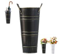 Metal Round Umbrella Stand Rack, Free Standing Umbrella Holder Bin, Multi Functional Rustic Floral Bucket Floor Vase Organizer,Canes Walking Sticks Holder for Entryway Porch Indoor Home Office (1)