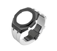 Metal Rubber Strap Bezel Mod Kit fit for Casio GA2100 GA-B2100 GA2110(Black-White)