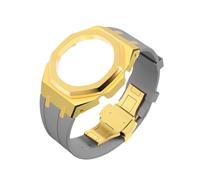 Metal Rubber Strap Bezel Mod Kit fit for Casio GA2100 GA-B2100 GA2110(Gold-Grey)